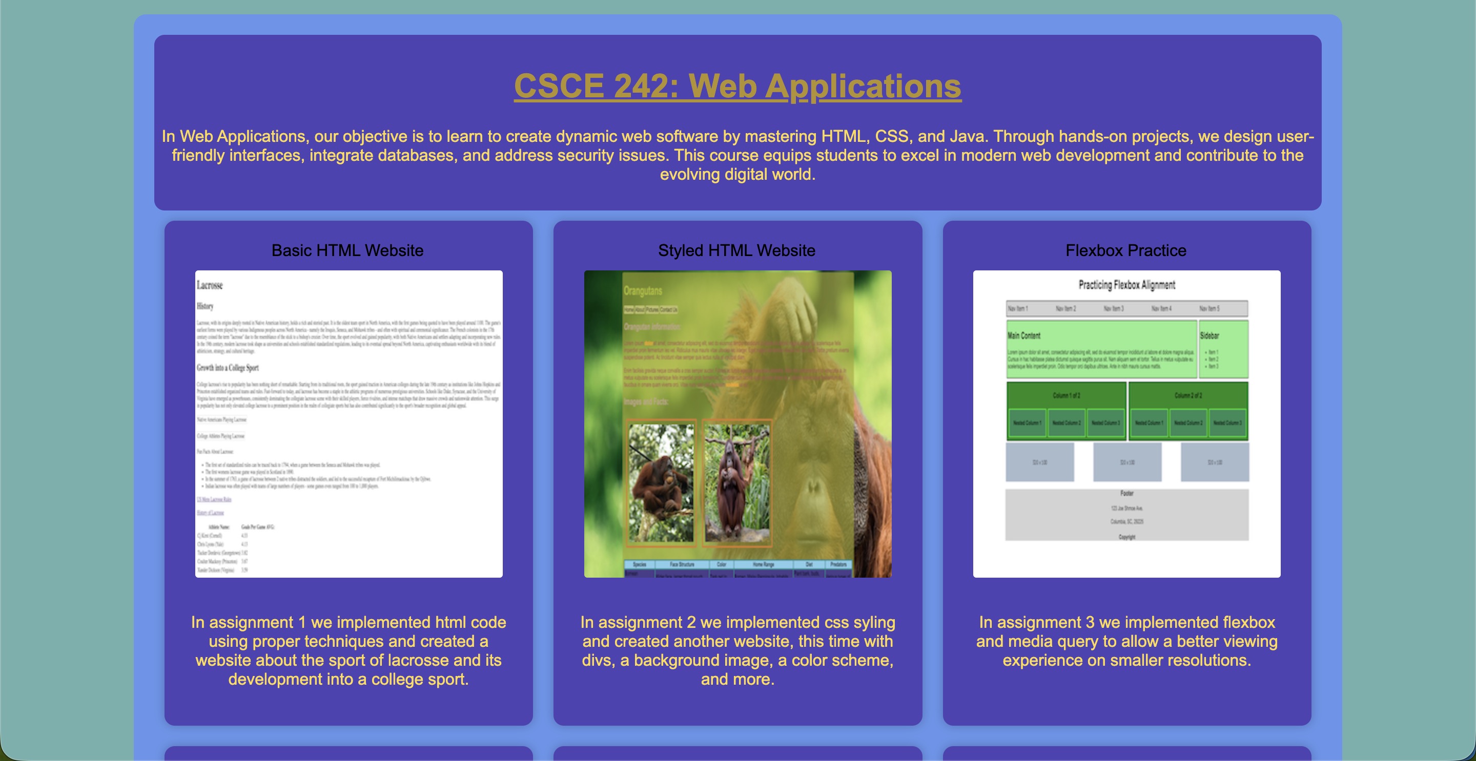 Screenshot of CSCE project website